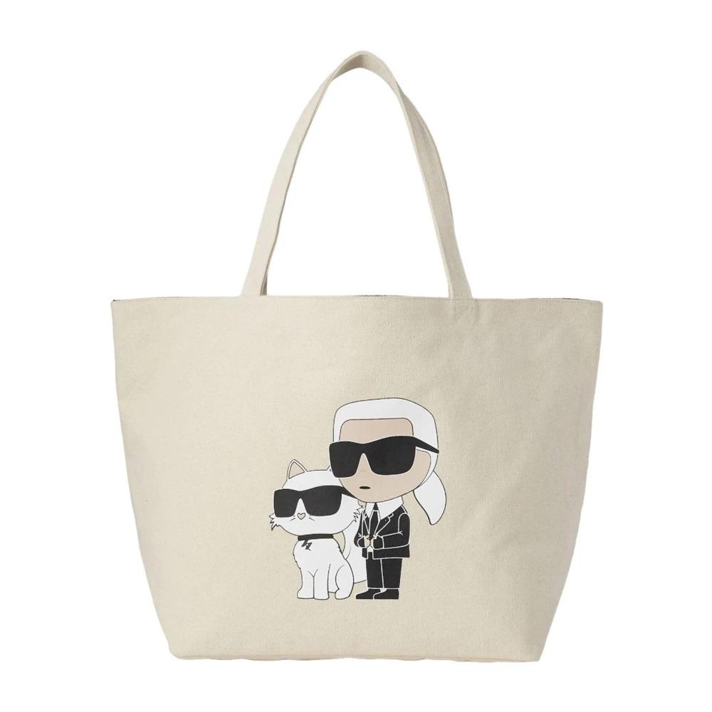 Beige Textile Shopping Bag