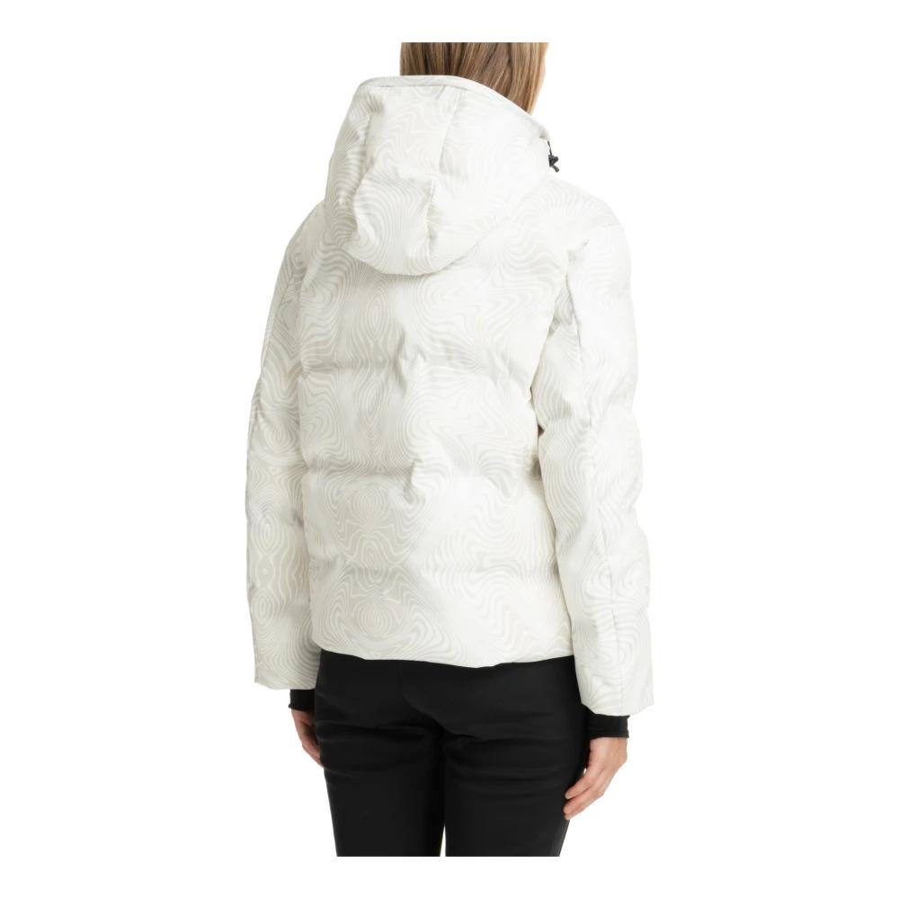 Abstract Multicolour Ski Jacket with Hood