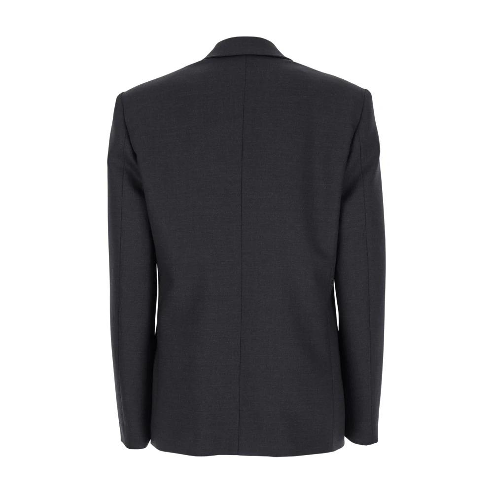 Grey Wool Blend Jacket Peak Revers