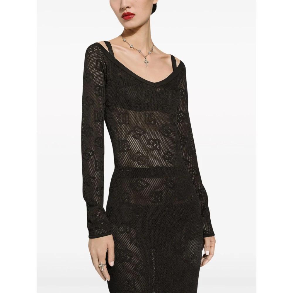 Mesh-stitch sheath dress