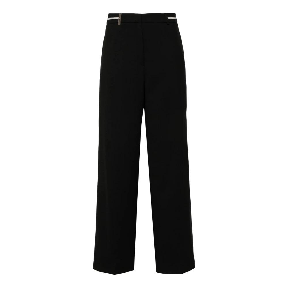 Black Wool Blend Straight Leg Trousers