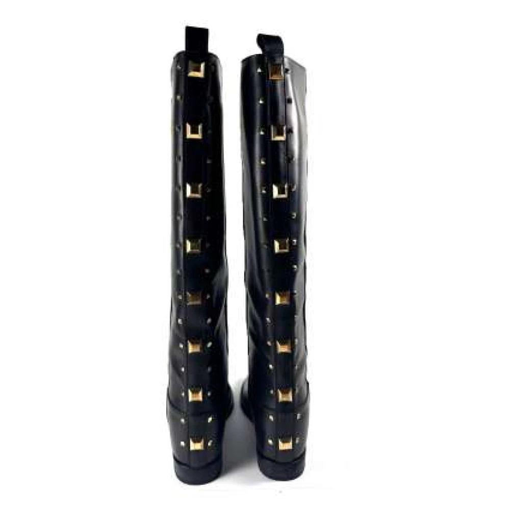 Black Leather Studded Boot