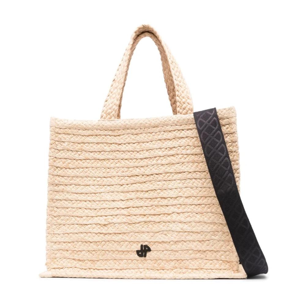 Vanilla White Raffia Tote Bag with Detachable Shoulder Strap