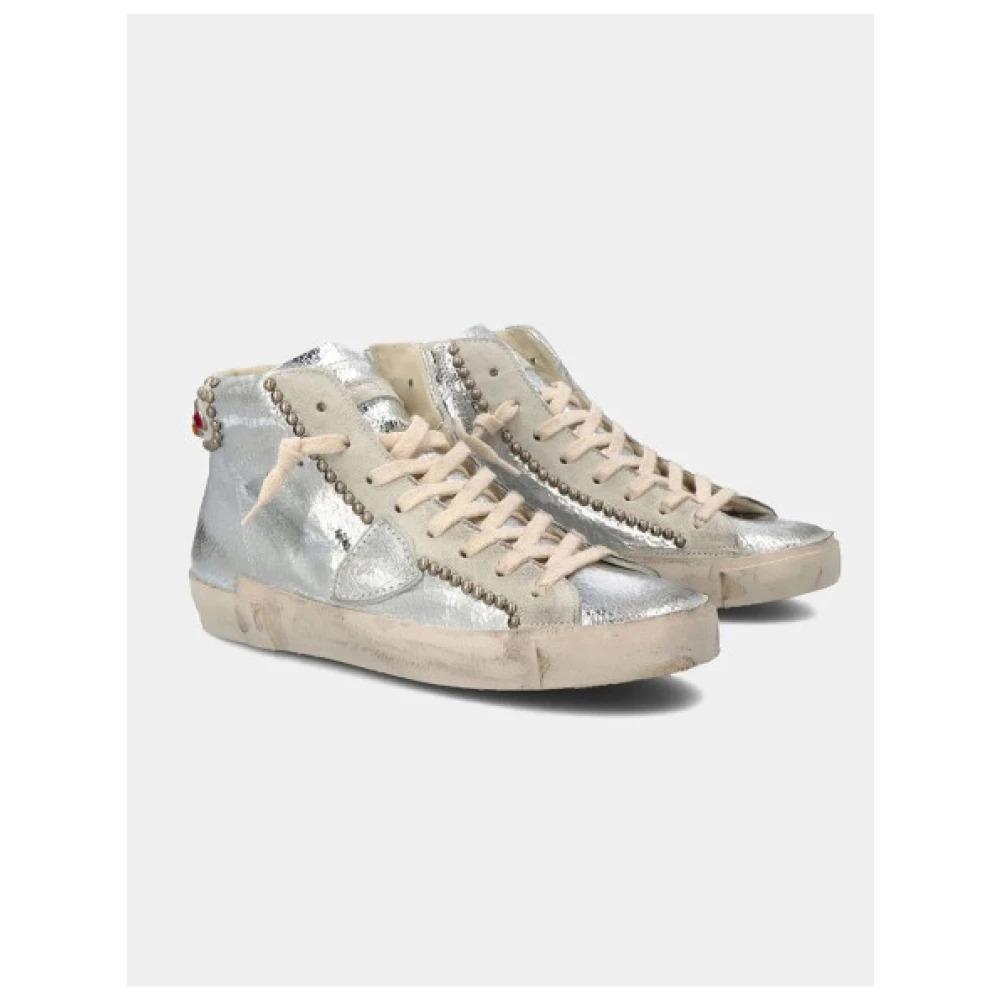 Iridescent Studded High Top Sneakers