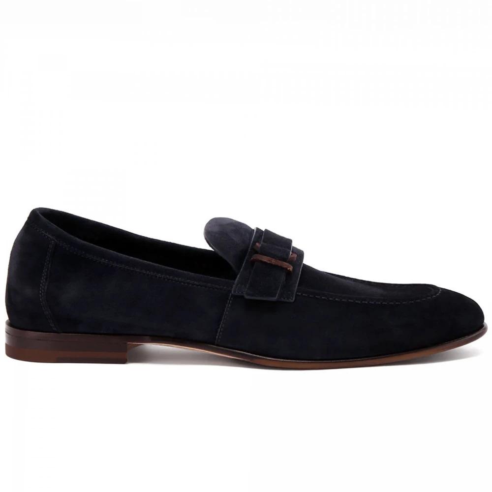 Elegant Blue Suede Moccasin