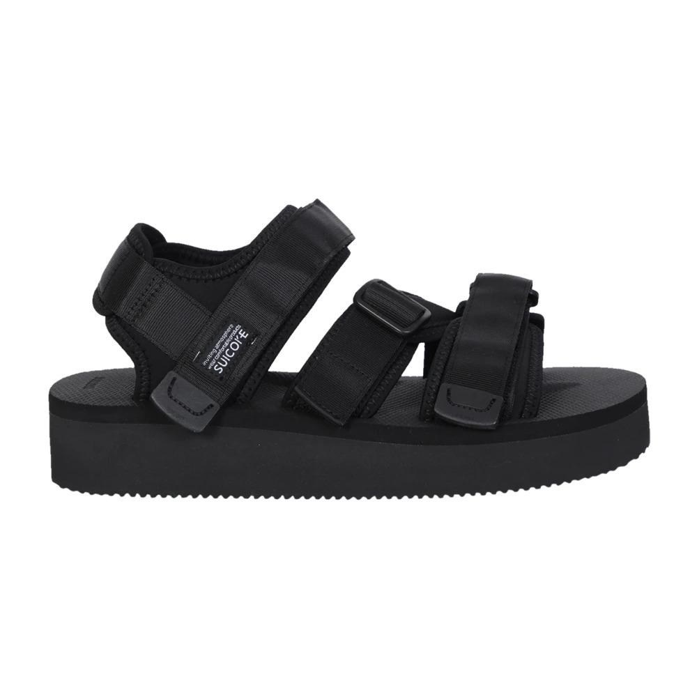 Black Sandals with Almond Toe and Crossover Strap Detail