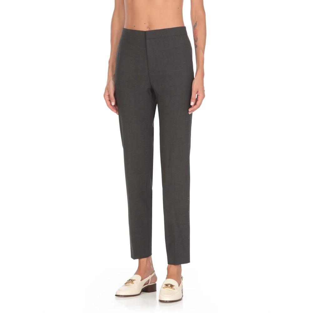 Anthracite Wool Trousers with Bright Details