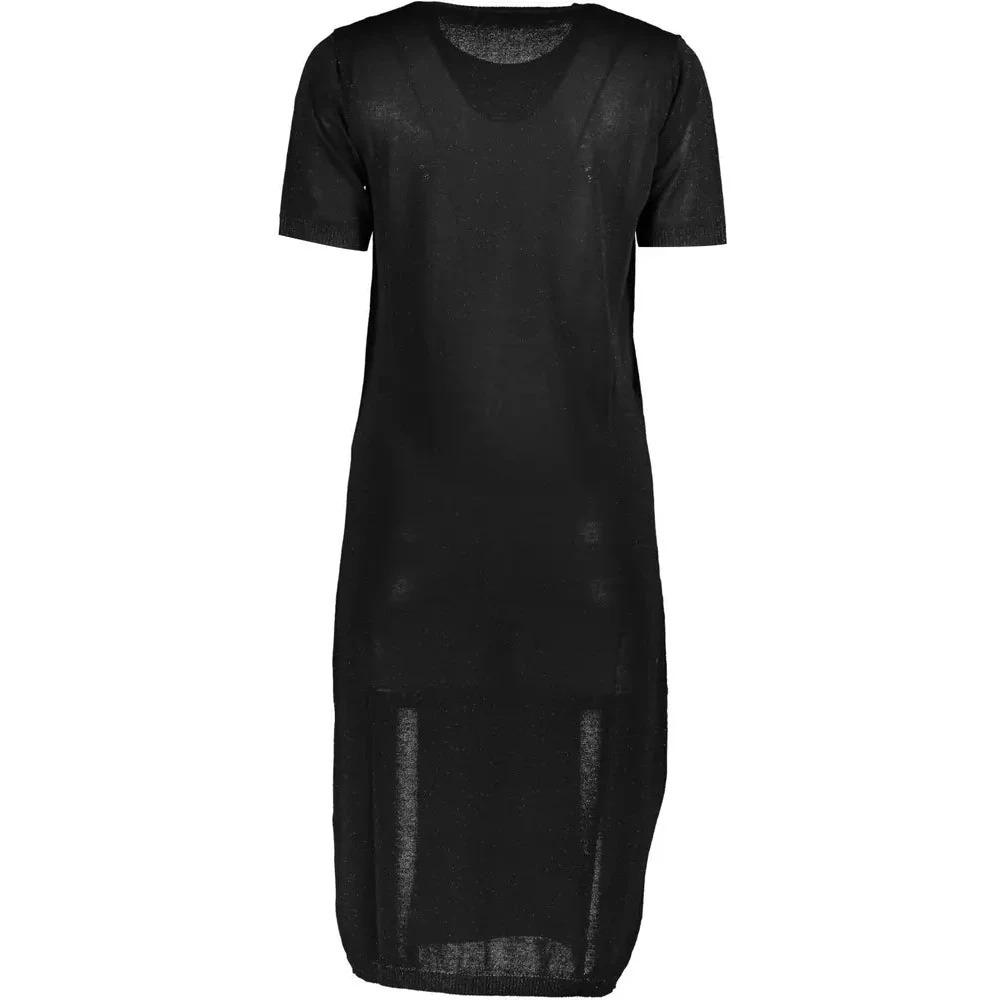 Short Sleeve Black Viscose Dress