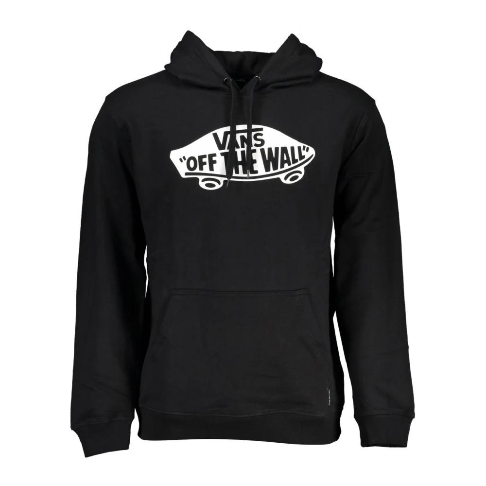 Black Hoodie with Central Pocket and Logo Print