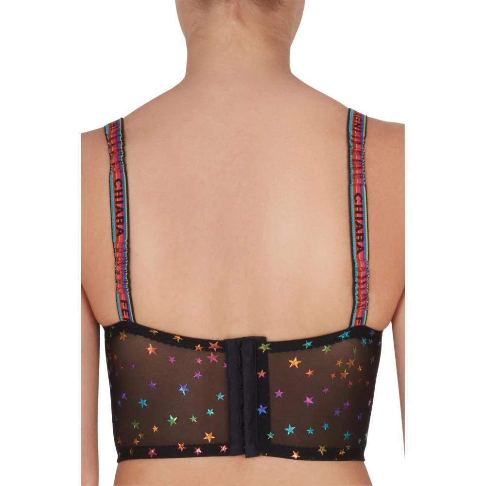 Black Bustier with Multicolor Star Pattern