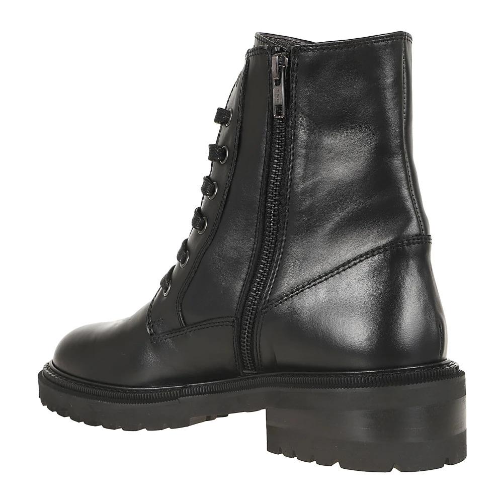 Black Calfskin Amphibious Boot with Studs