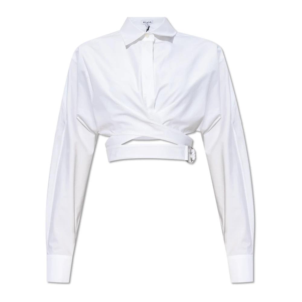 ALAIA Crossed Waist Cropped Shirt