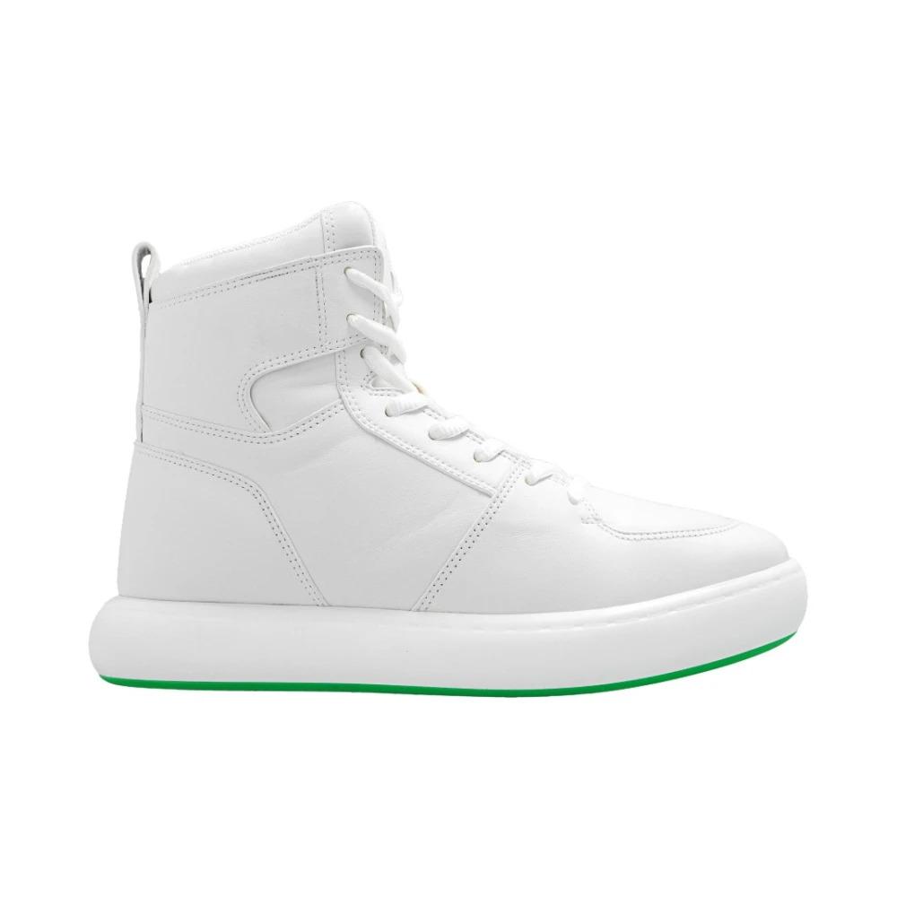 White Leather High-Top Sneakers with Logo