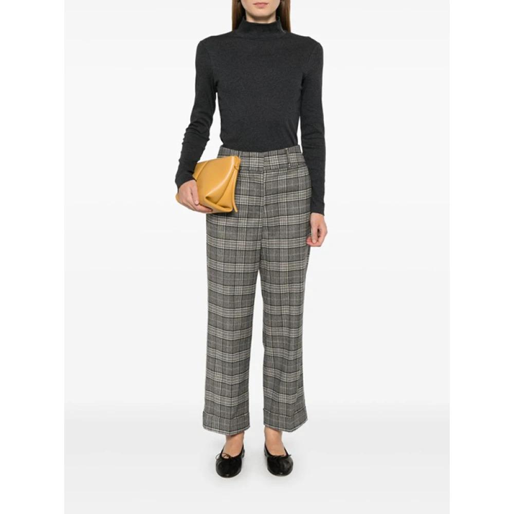 Plaid Wool Blend Tailored Trousers