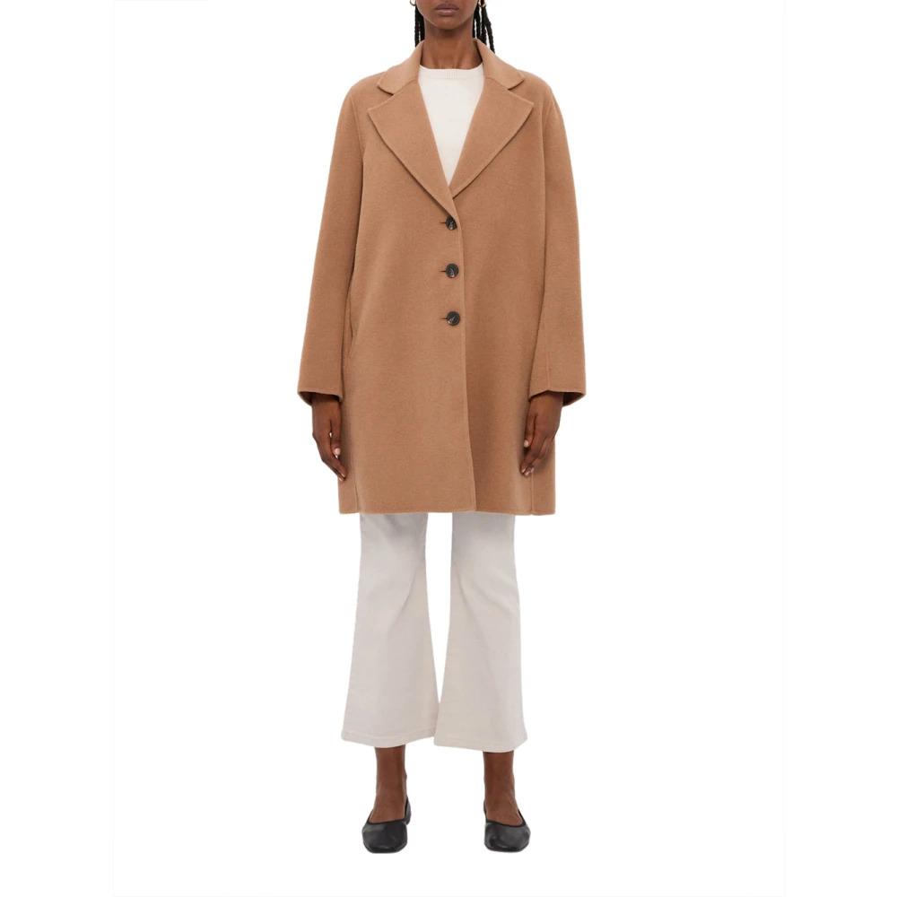 Camel Coat Single-Breasted 3-Button