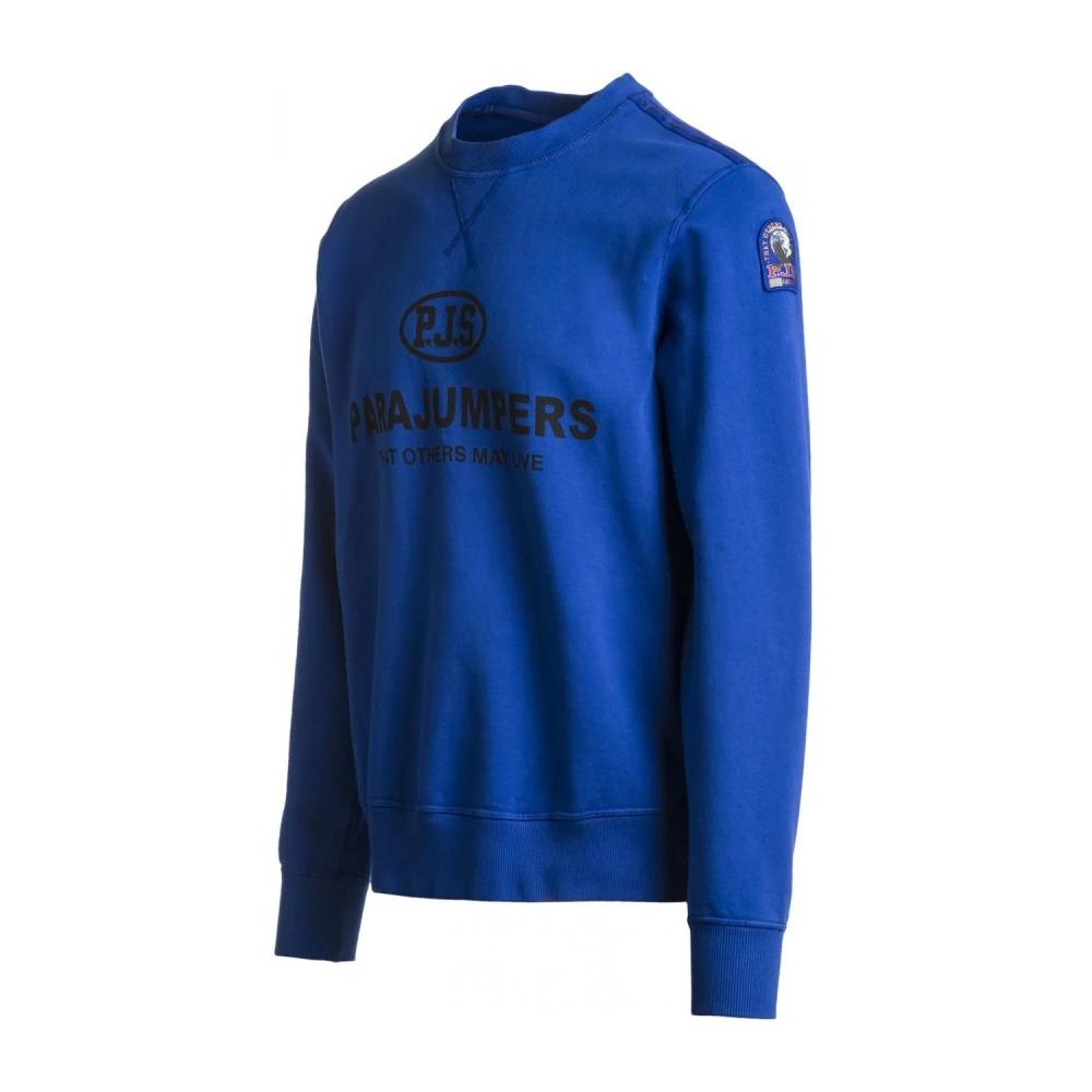 Blue Round Neck Sweatshirt with Parajumpers Logo