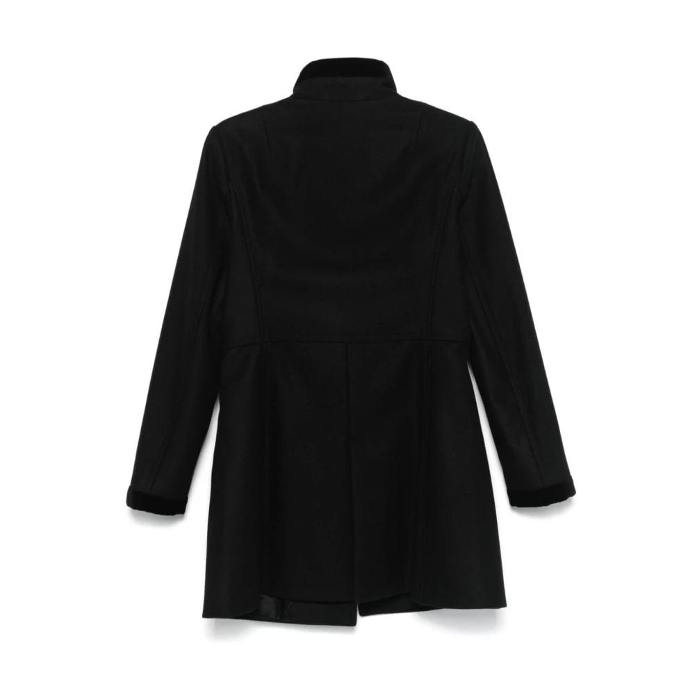 Black Wool Blend Fleece Coat