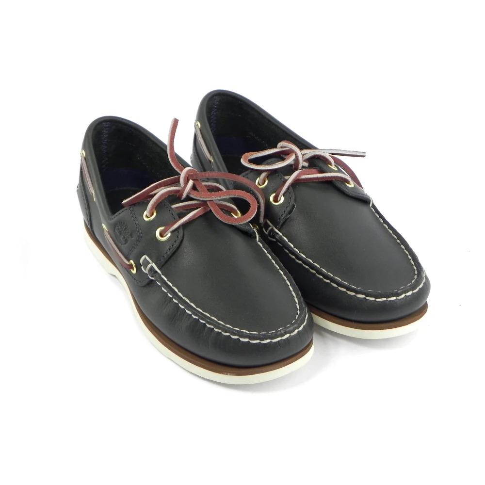 Blue Leather Boat Shoes