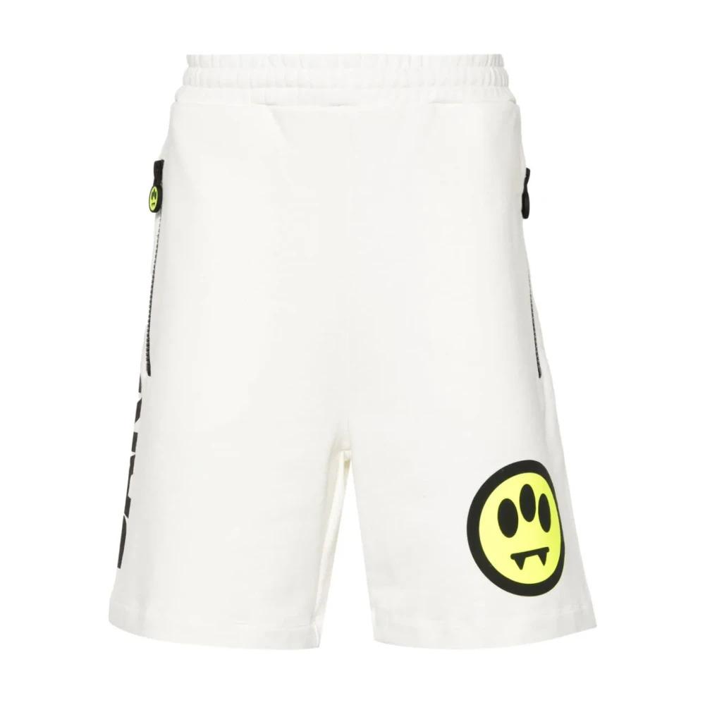 White Shorts with Face Motif Print