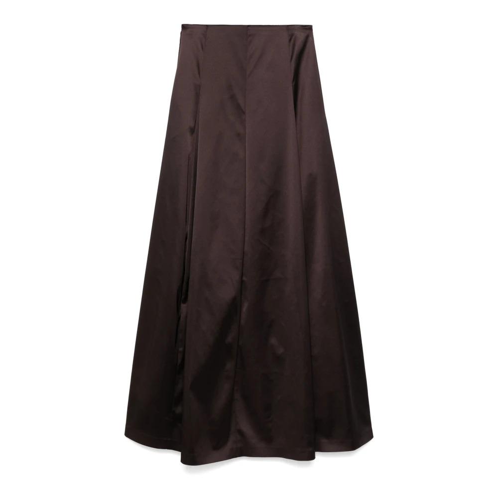 Brown Satin Maxi Skirt