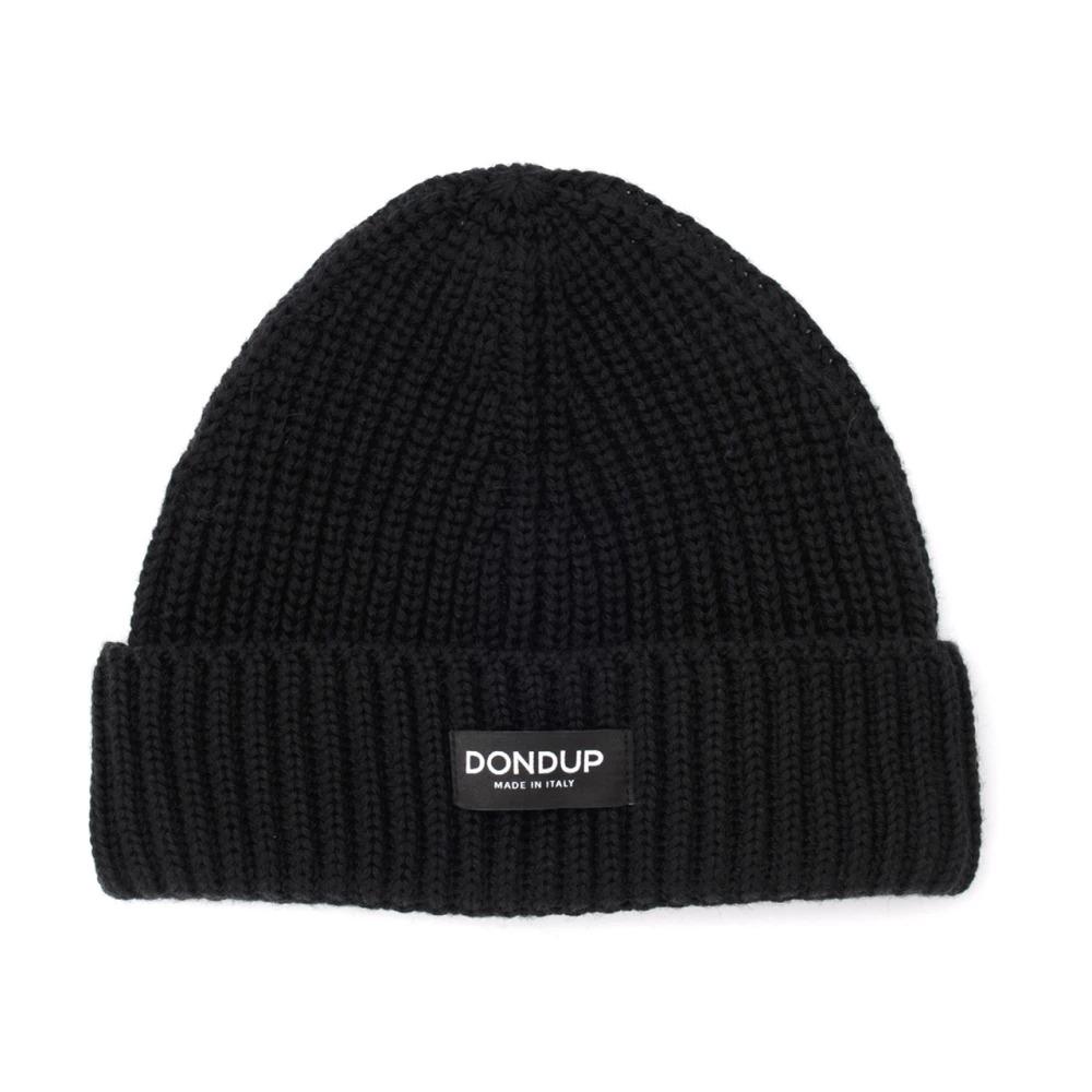 Black Ribbed Wool Blend Beanie