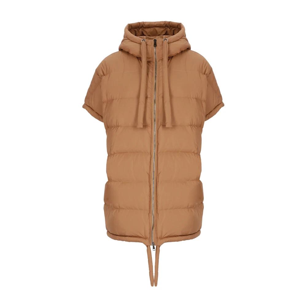 Brown Padded Quilted Down Jacket for Women