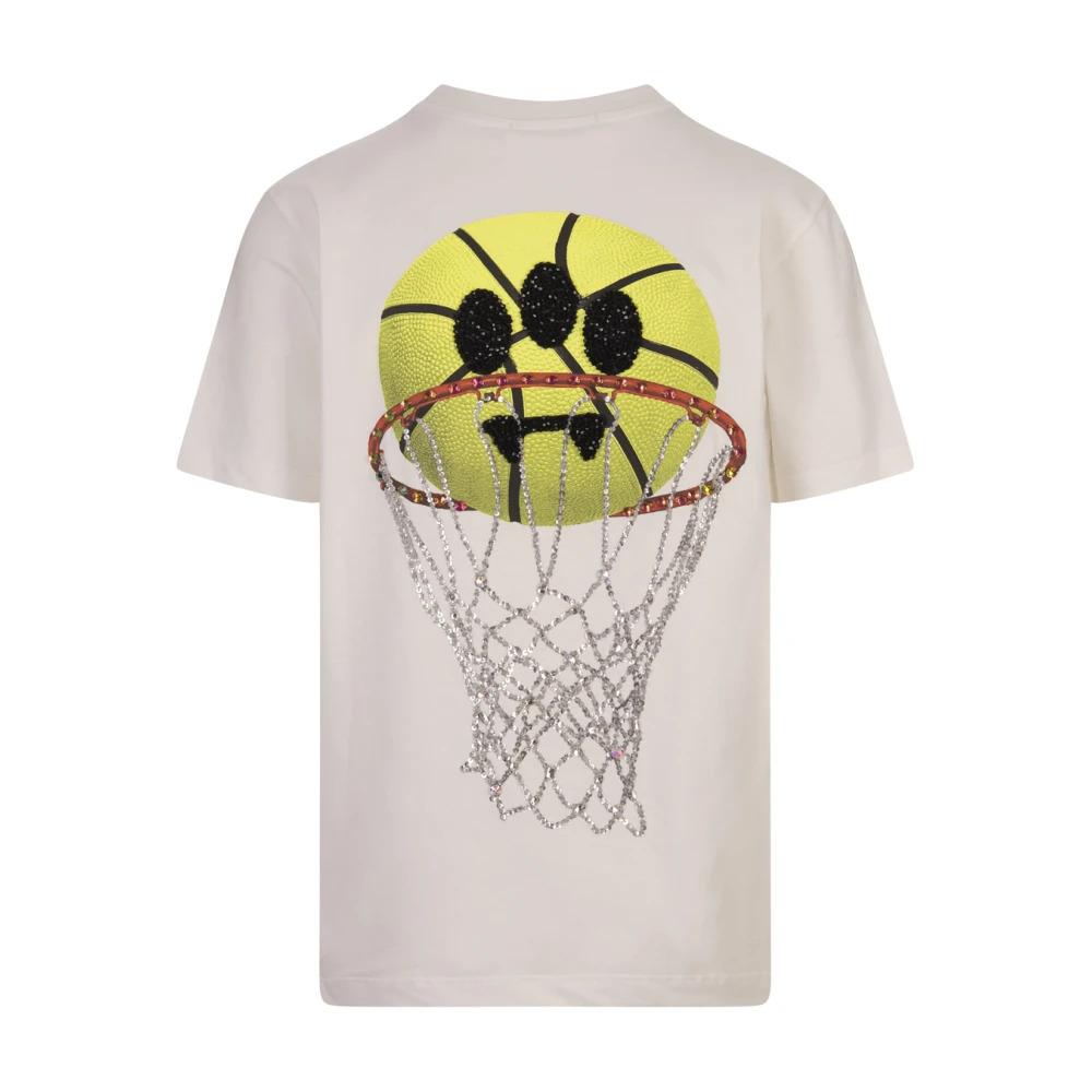 White T-shirt with lettering and Smile Basket print