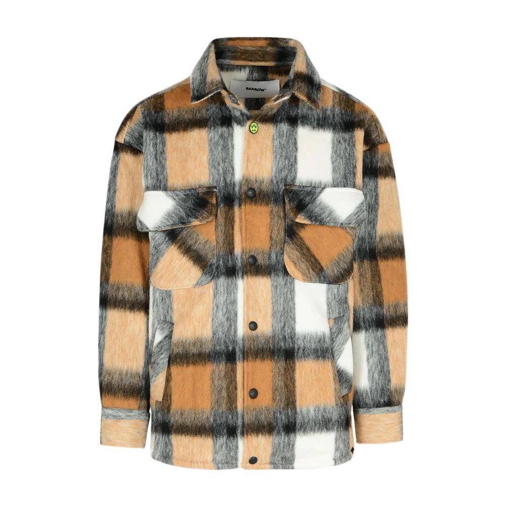 Checked Wool Blend Jacket Brown