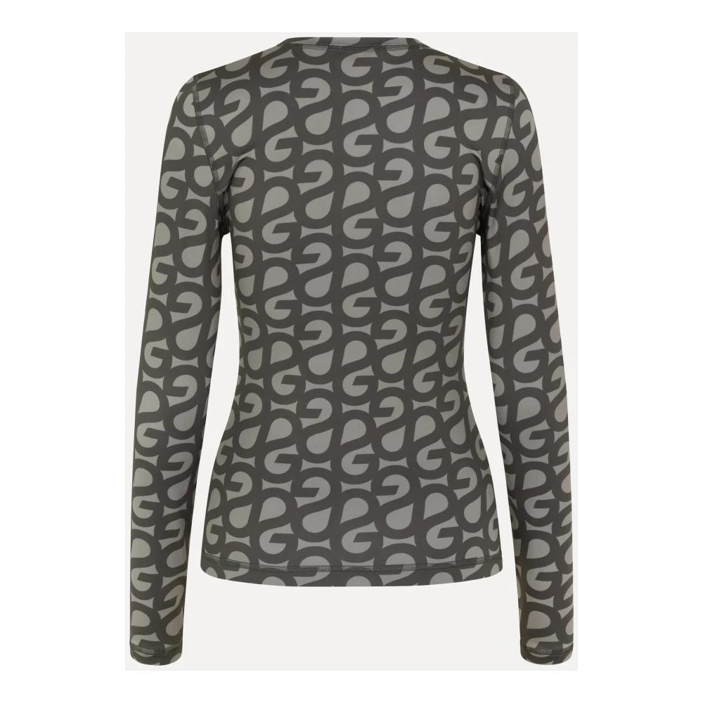 Patterned Crewneck Long Sleeve Top