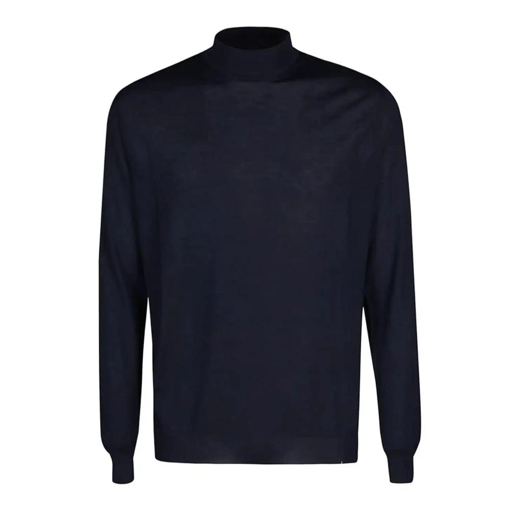 Blue Cashmere Sweater Mock Neck