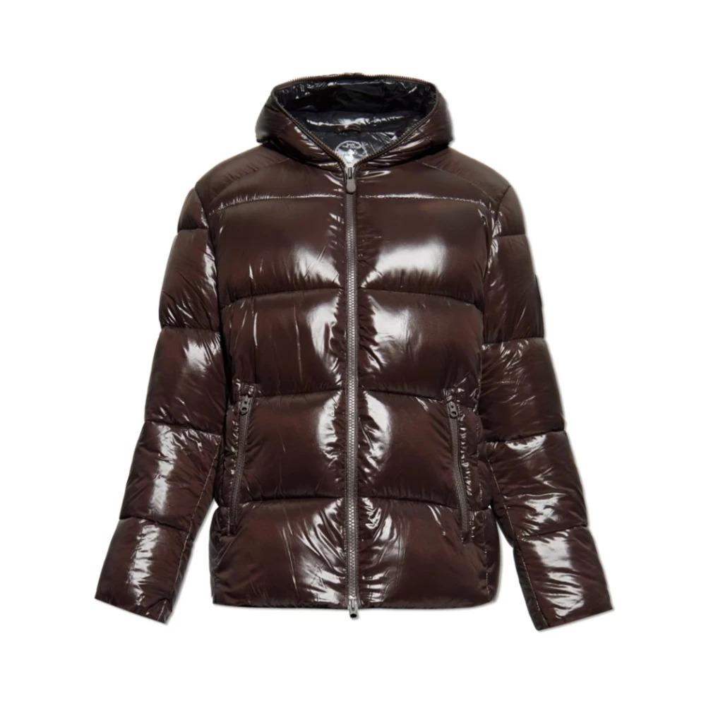 Brown Short Down Jacket with Hood