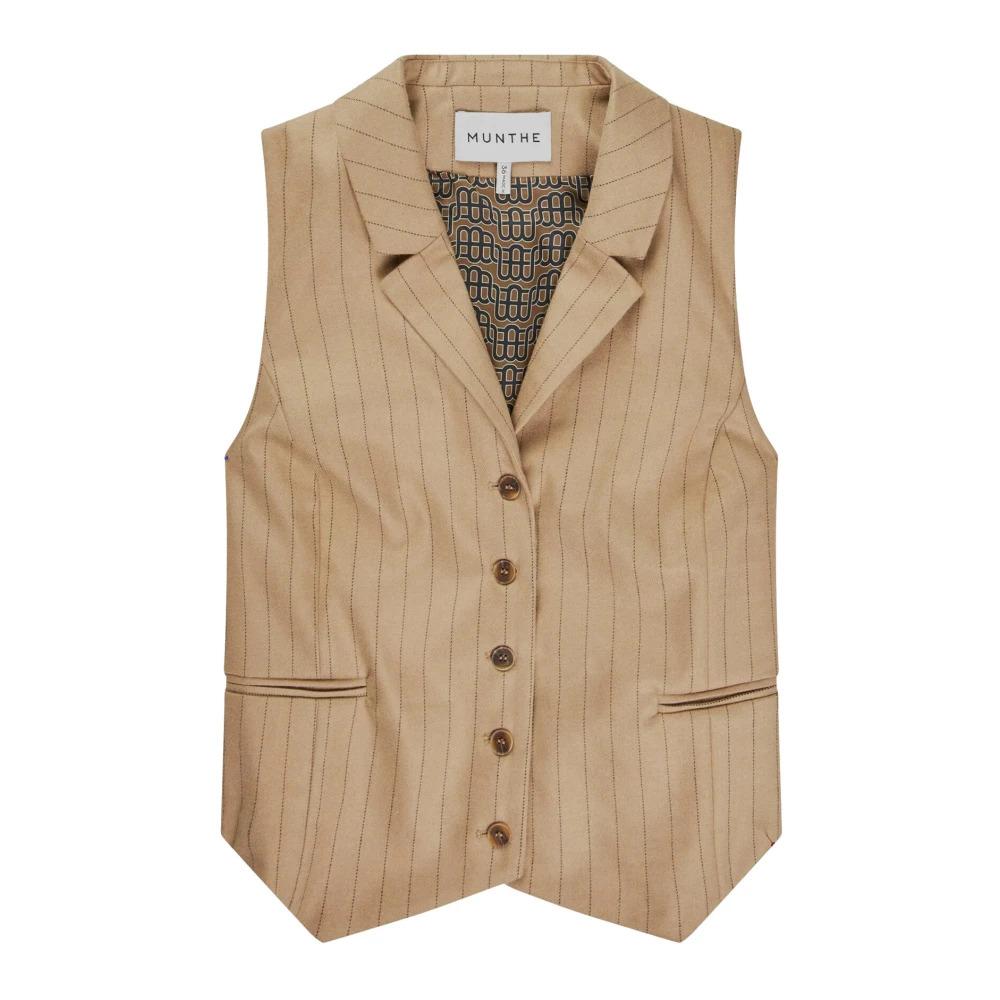 Pinstripe Vest with Collar and Pockets