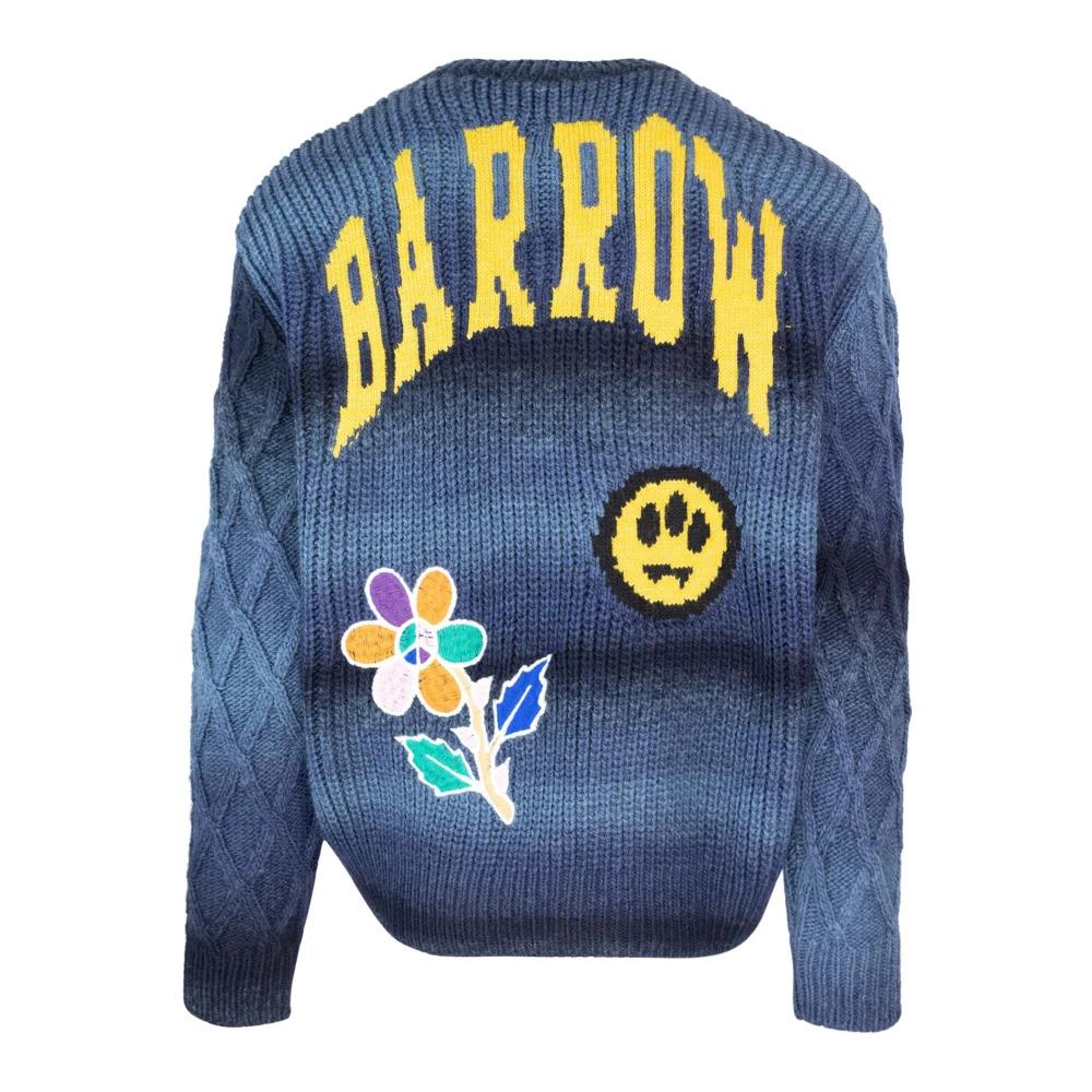 Blue Sweater with Intarsia and Patches