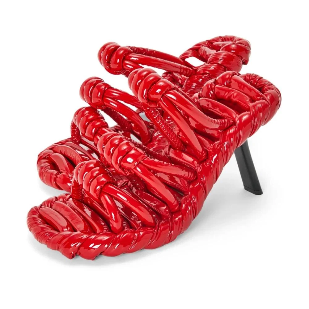 Red Knotted Petal Sandals