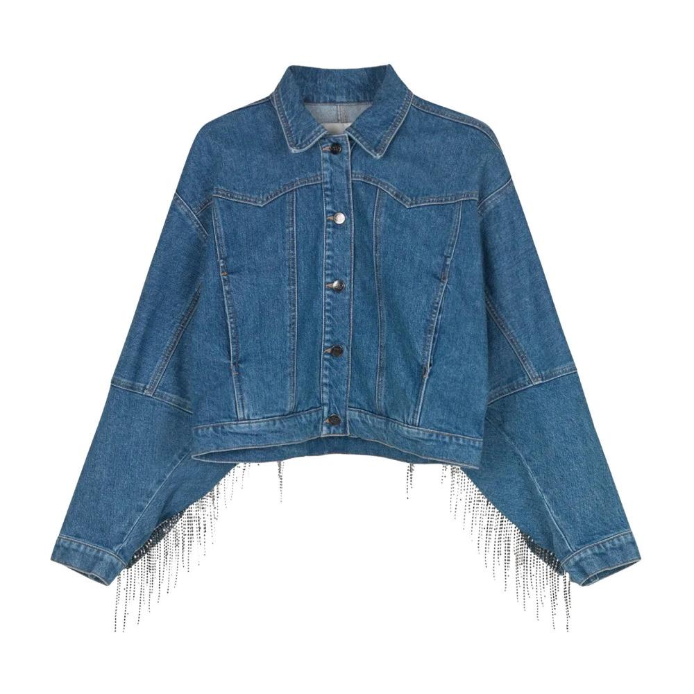 Denim Jacket with Western-Inspired Fringes