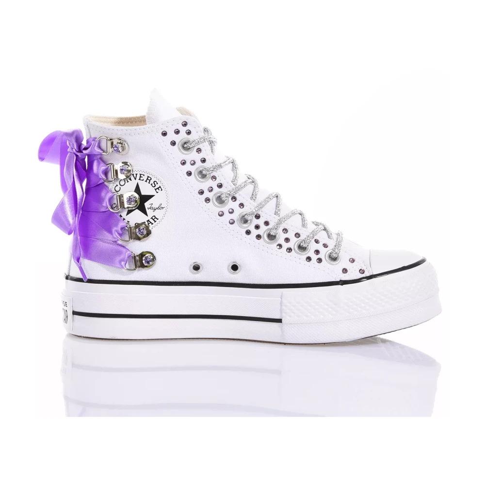 Handmade White Violet Sneakers