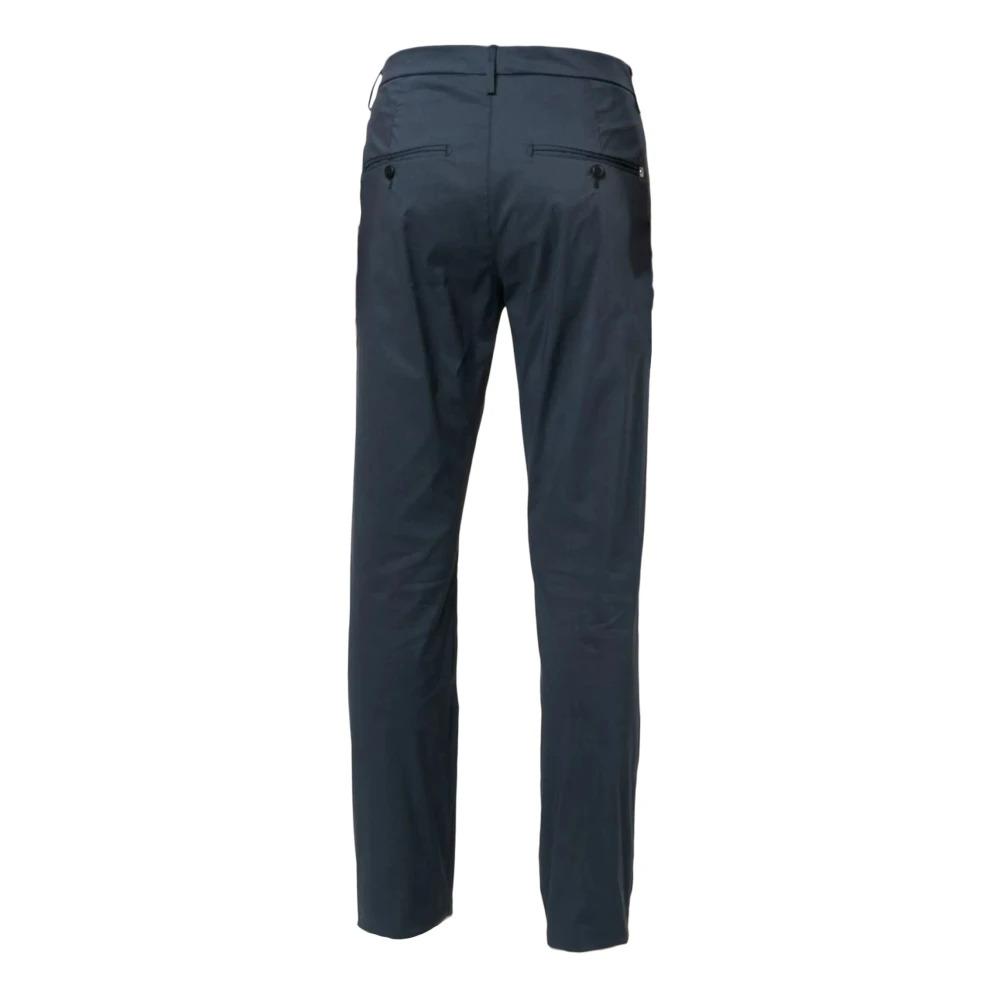 Blue Cotton Pants Straight Cut