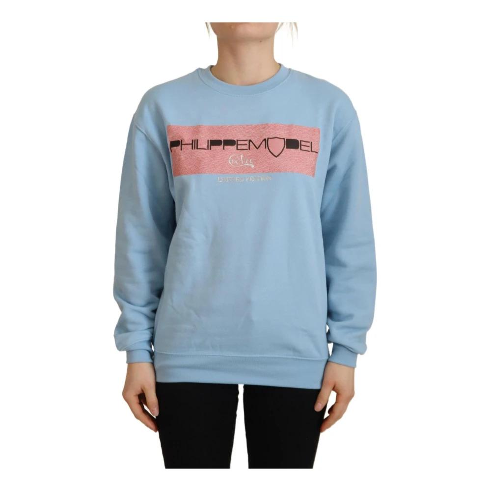 Light Blue Logo Printed Sweater