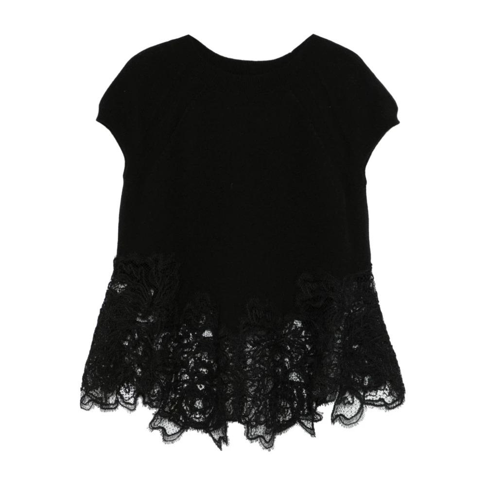 Black Lace Trim T-shirt