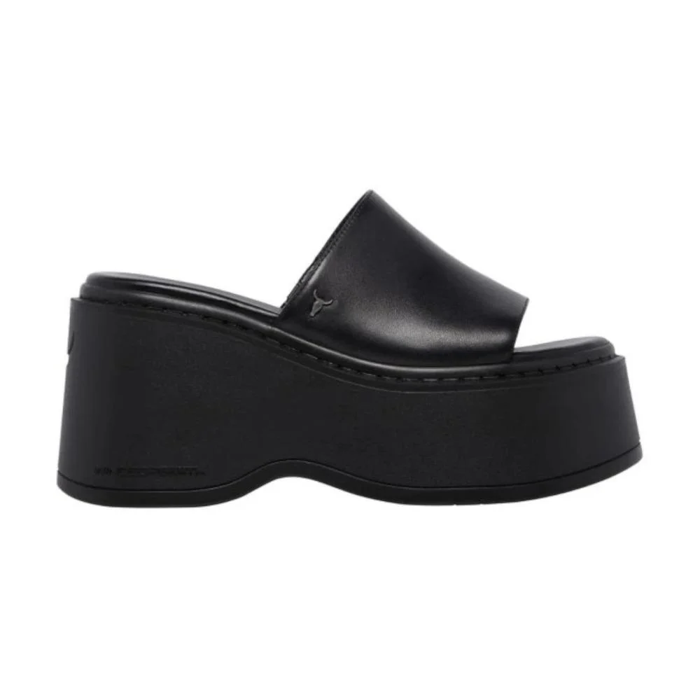 Black Leather Wedges - Size 37