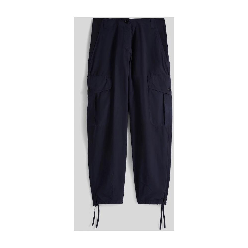 Navy Cargo Cotton Pants with Adjustable Cord