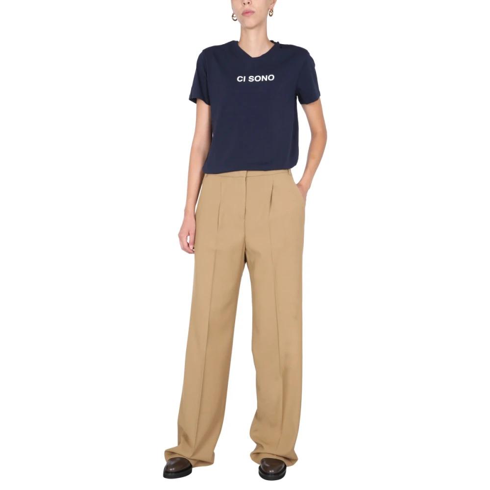 Wide-Leg Gabardine Trousers