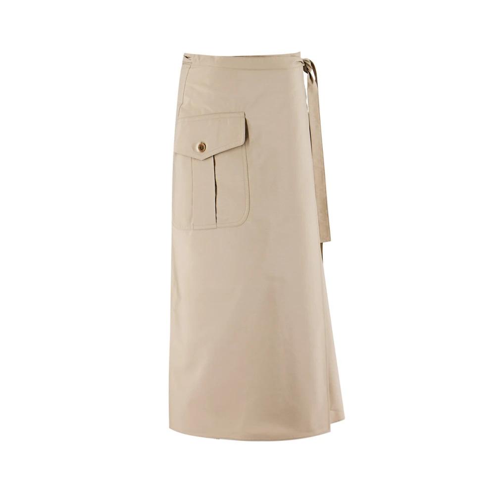 Cotton Wrap Skirt with Flap Pocket