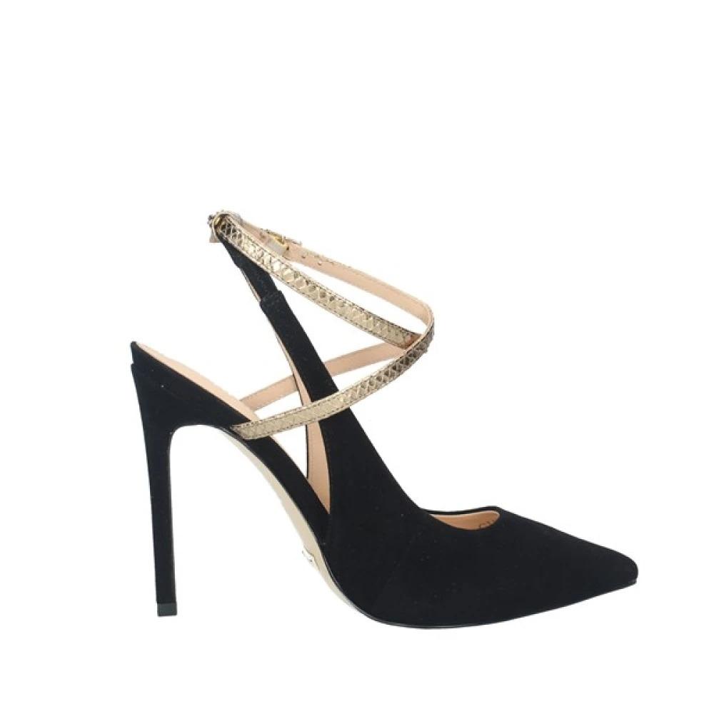 Black Suede Décolleté with Laminated Details