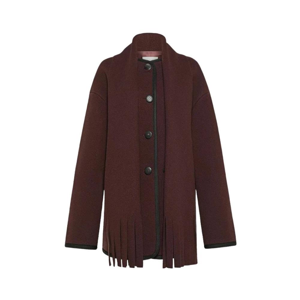 Brown Woolen Cloth Jacket with Detachable Scarf