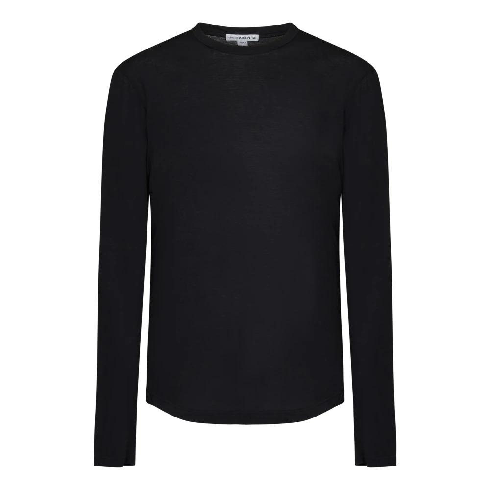 Black T-shirts and Polos with Ribbed Crew Neck