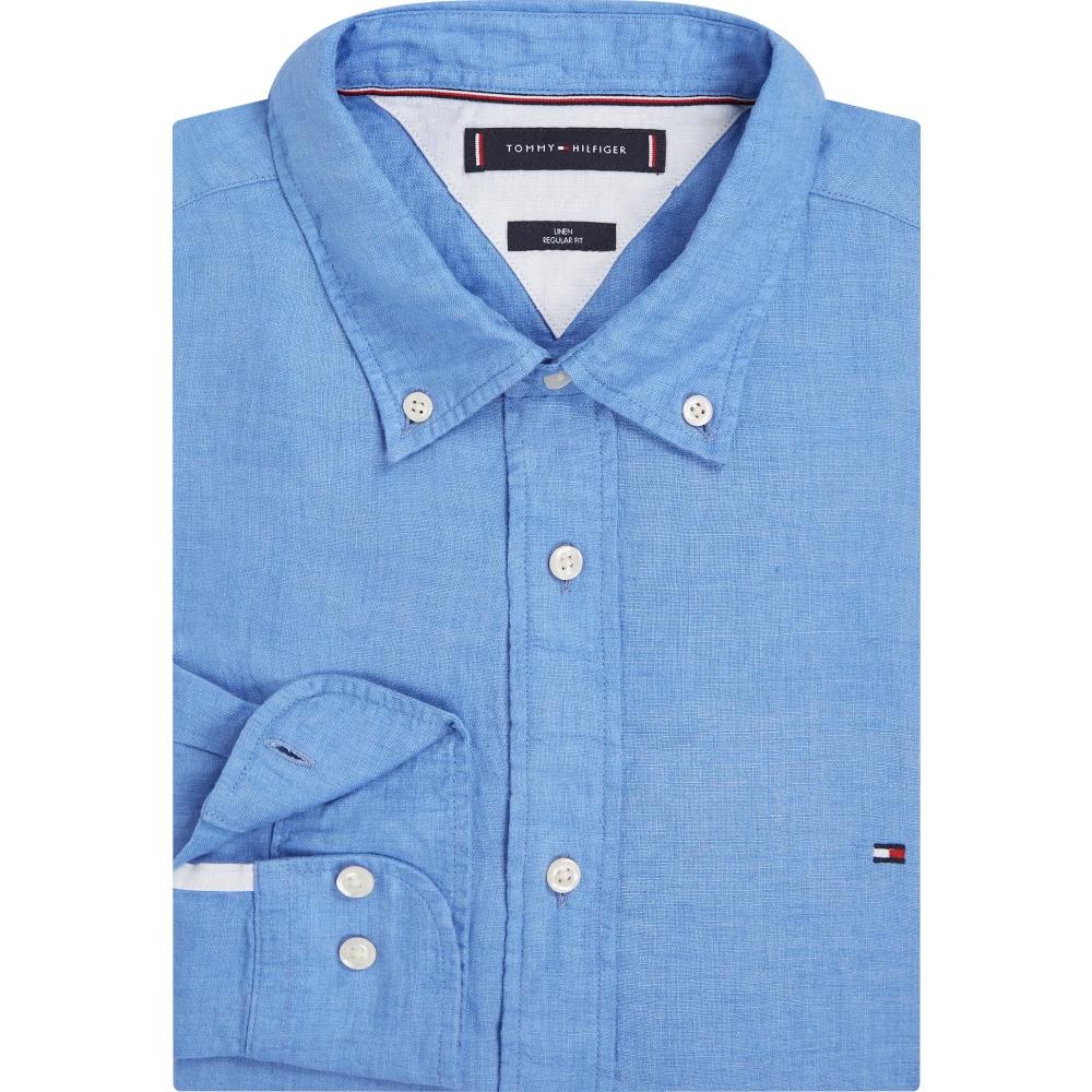 Clear Blue Linen Button Down Shirt