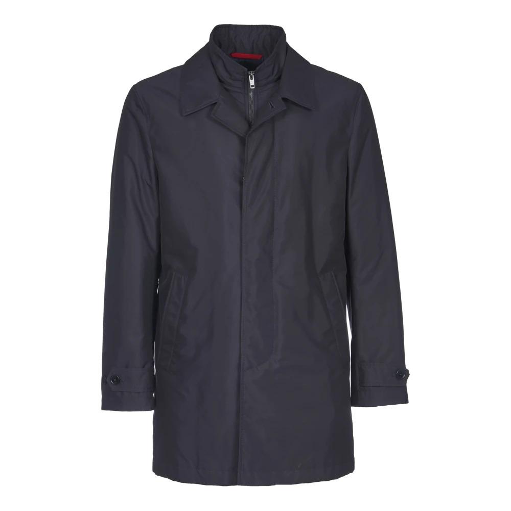 Blue Raincoat with Hidden Buttons