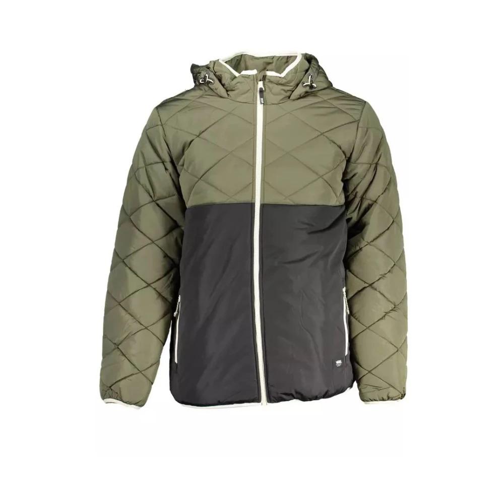 Green Hooded Jacket with Logo Accent