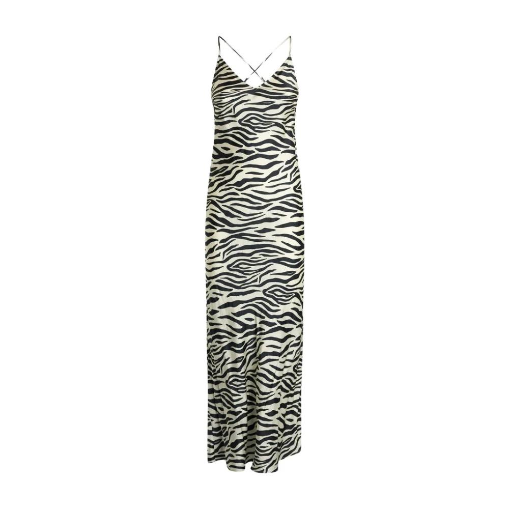 Satin Zebra Print Slip Dress